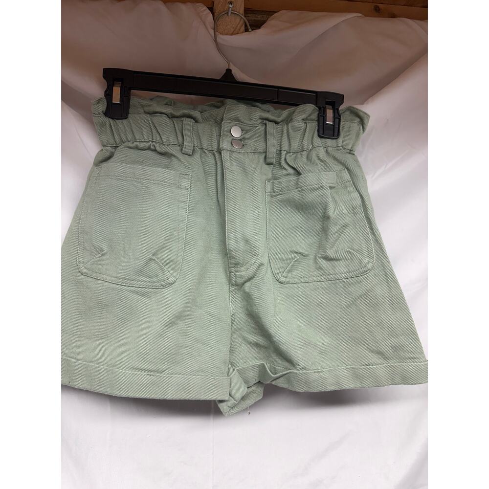 Dusty green paperbag shorts